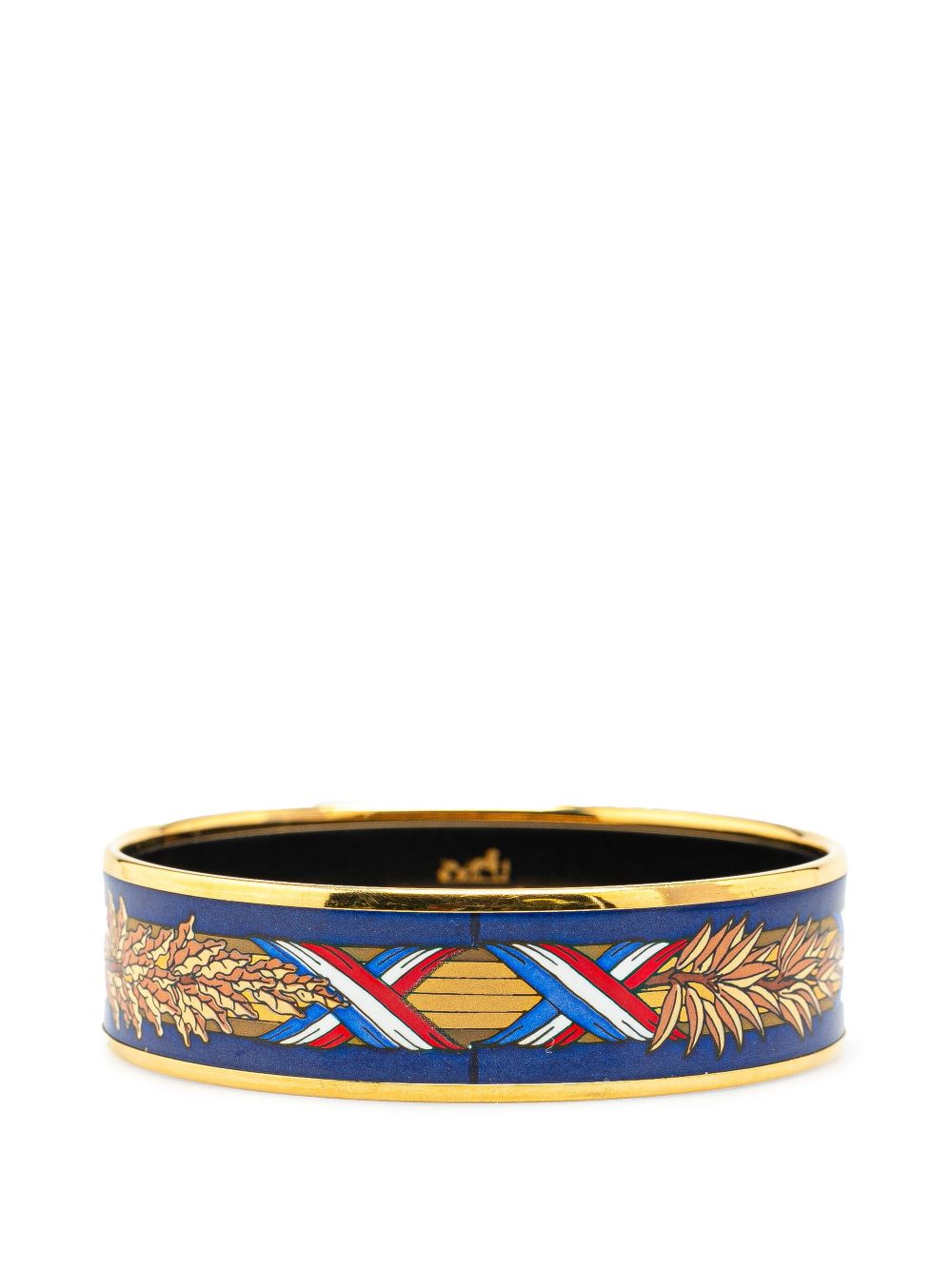 Hermès Pre-Owned 20th Century Wide Liberte Egalite Fraternite Enamel Bangle 62 costume bracelet - Blue