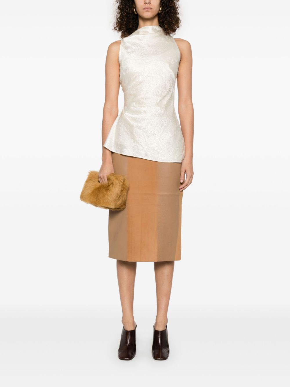 Alexander McQueen asymmetric satin top - Neutrals