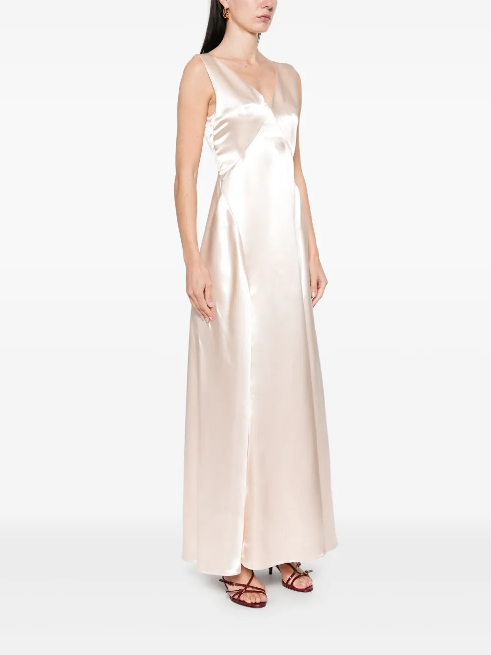 Shop Philosophy Di Lorenzo Serafini Satin-finish Maxi Skirt In Pink