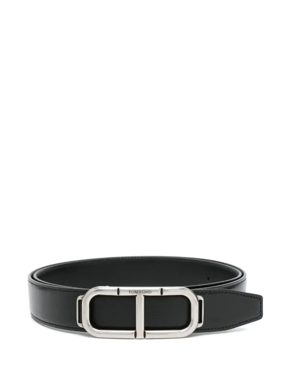 【TOM FORD】Men Belt TOM FORD logo-buckle Leather Belt | Black | FARFETCH