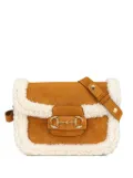 Gucci Pre-Owned 2020 Small Shearling Trimmed Suede Horsebit 1955 crossbody bag - Brown