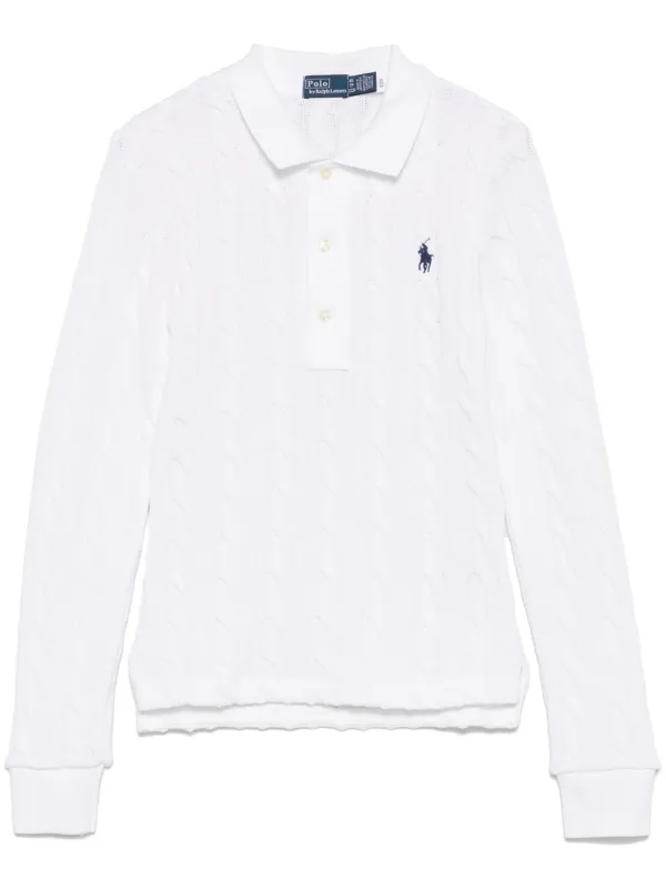 Polo Ralph Lauren Cable-knit Polo Top in White