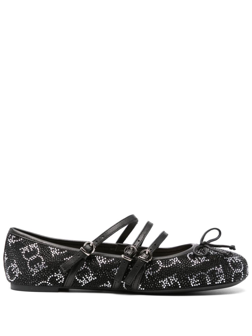 PINKO crystal-embellished ballet flats Black