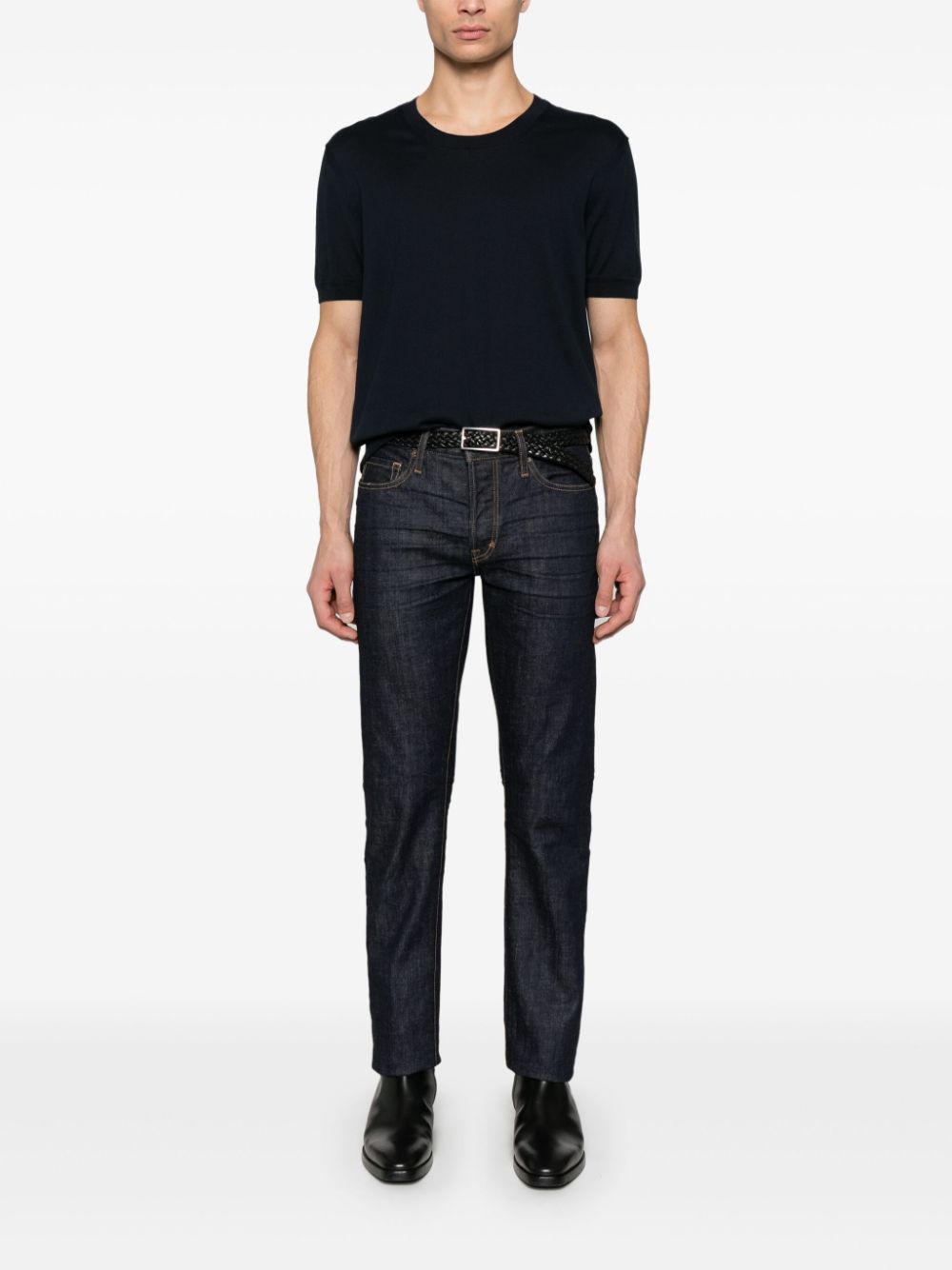 TOM FORD fine-knit T-shirt - Blauw