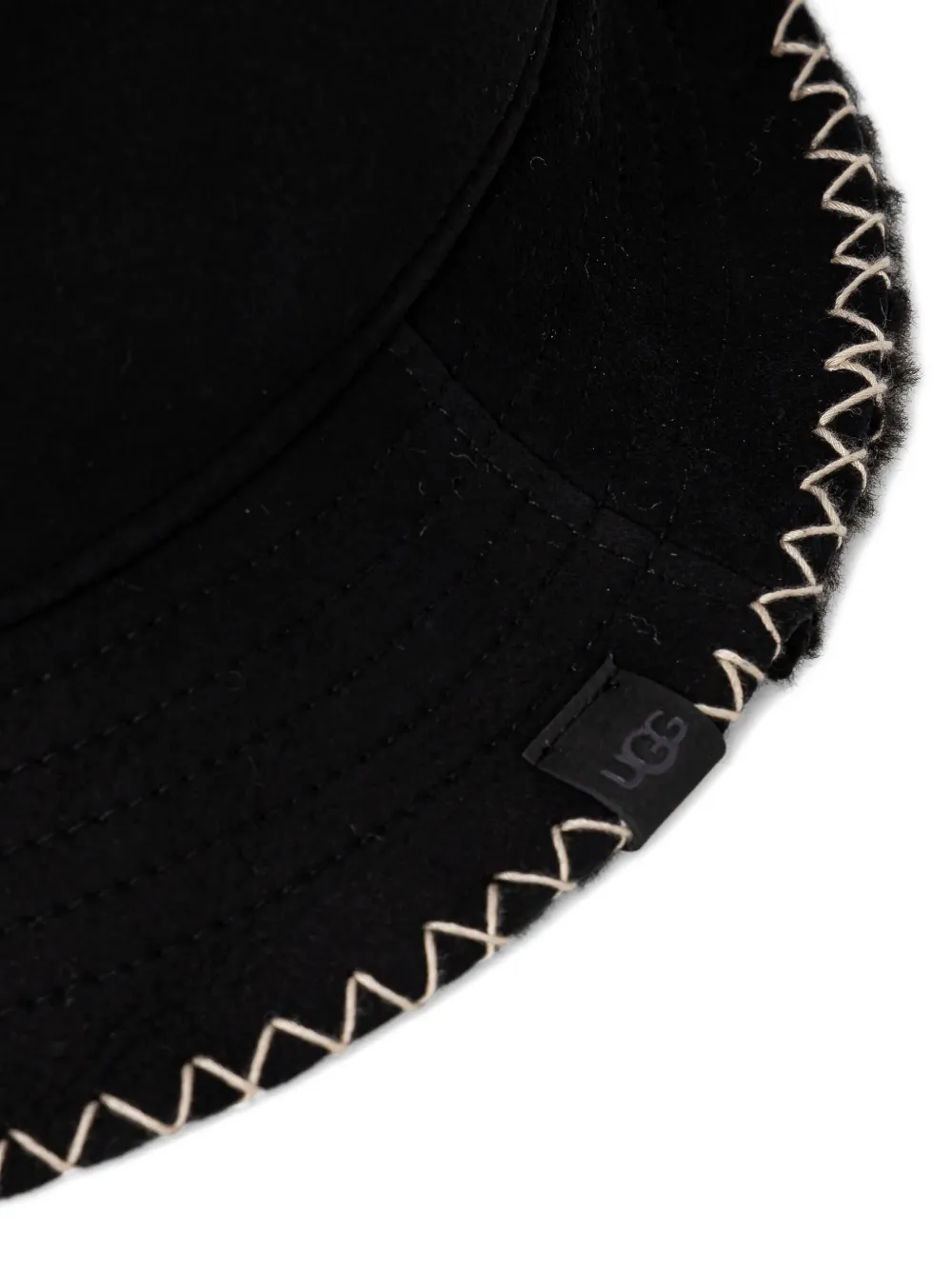 Ugg Atherson Embroidered Sheepskin Bucket Hat In Black