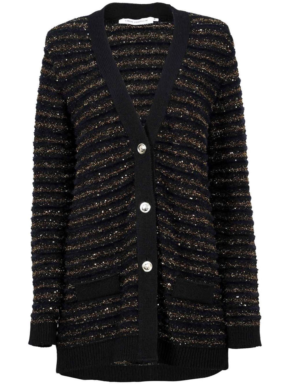 SIMONA CORSELLINI striped cardigan - Black