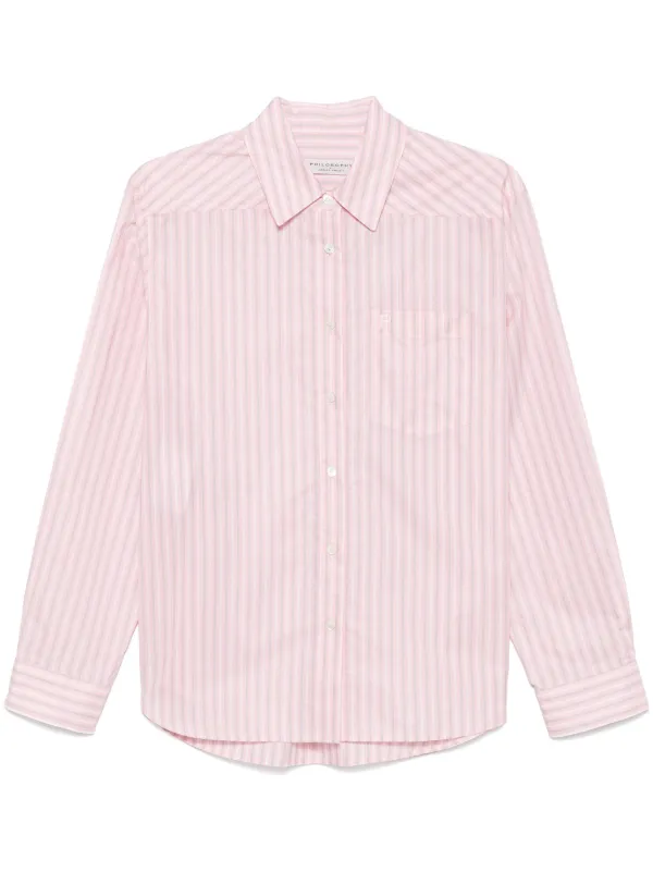 Tシャツ・カットソー PHILOSOPHY DI LORENZO SERAFINI Linen blend top Philosophy di Lorenzo Serafini Women's Cropped Stripe T