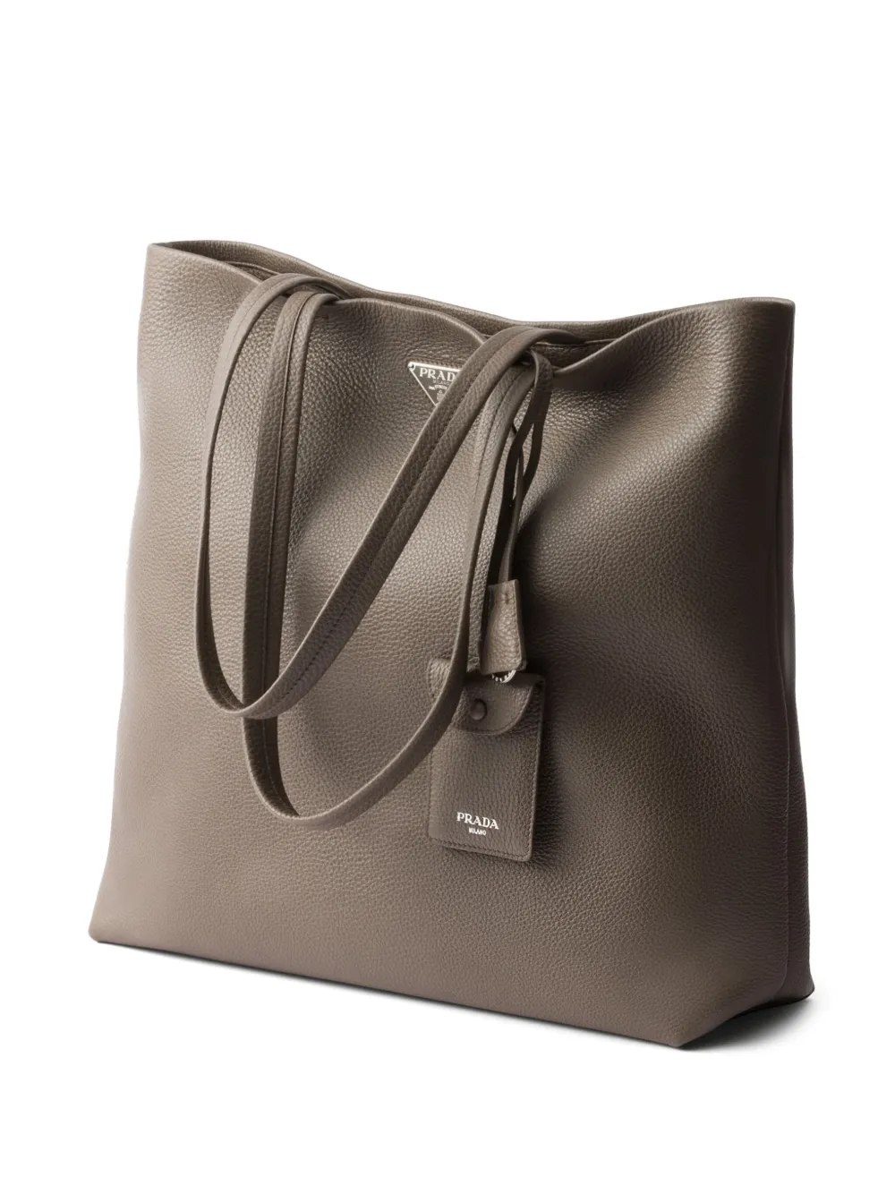 Prada Leren shopper Grijs