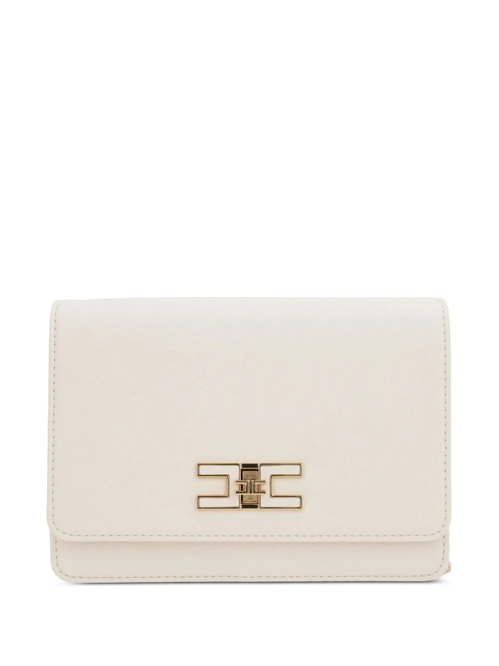 Elisabetta Franchi Groumette-chain Shoulder Bag In White