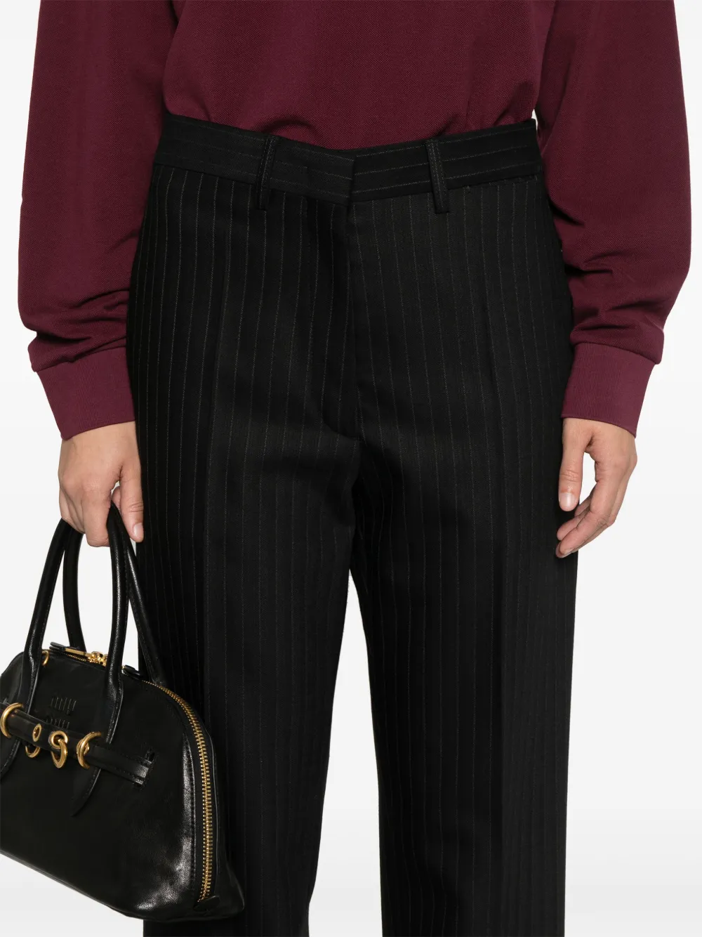 Miu Broek met krijtstreep Zwart