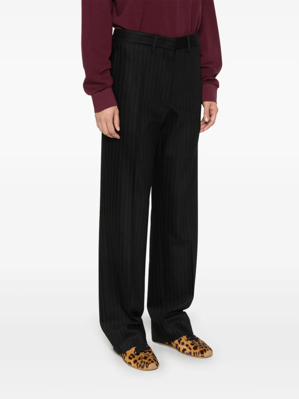 Miu Broek met krijtstreep Zwart