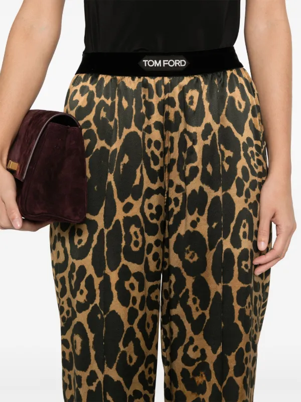パンツ TOM FORD Stretch silk trouser with animalier print Marrone TOM FORD Silk Leopard Pants | Brown | FARFETCH JO