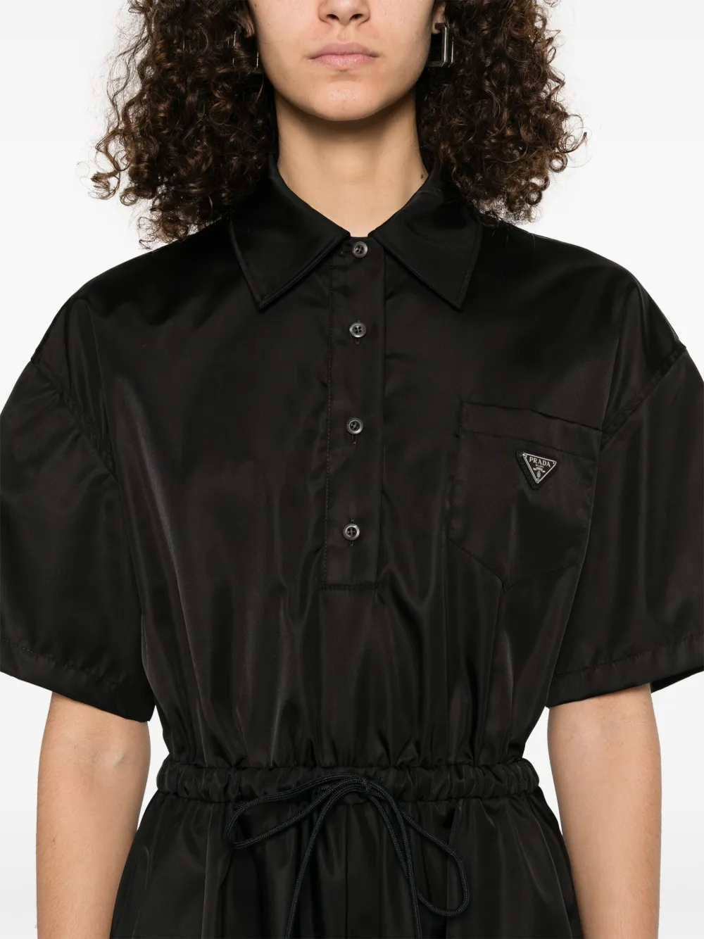 Prada Midi-jurk met logo Zwart