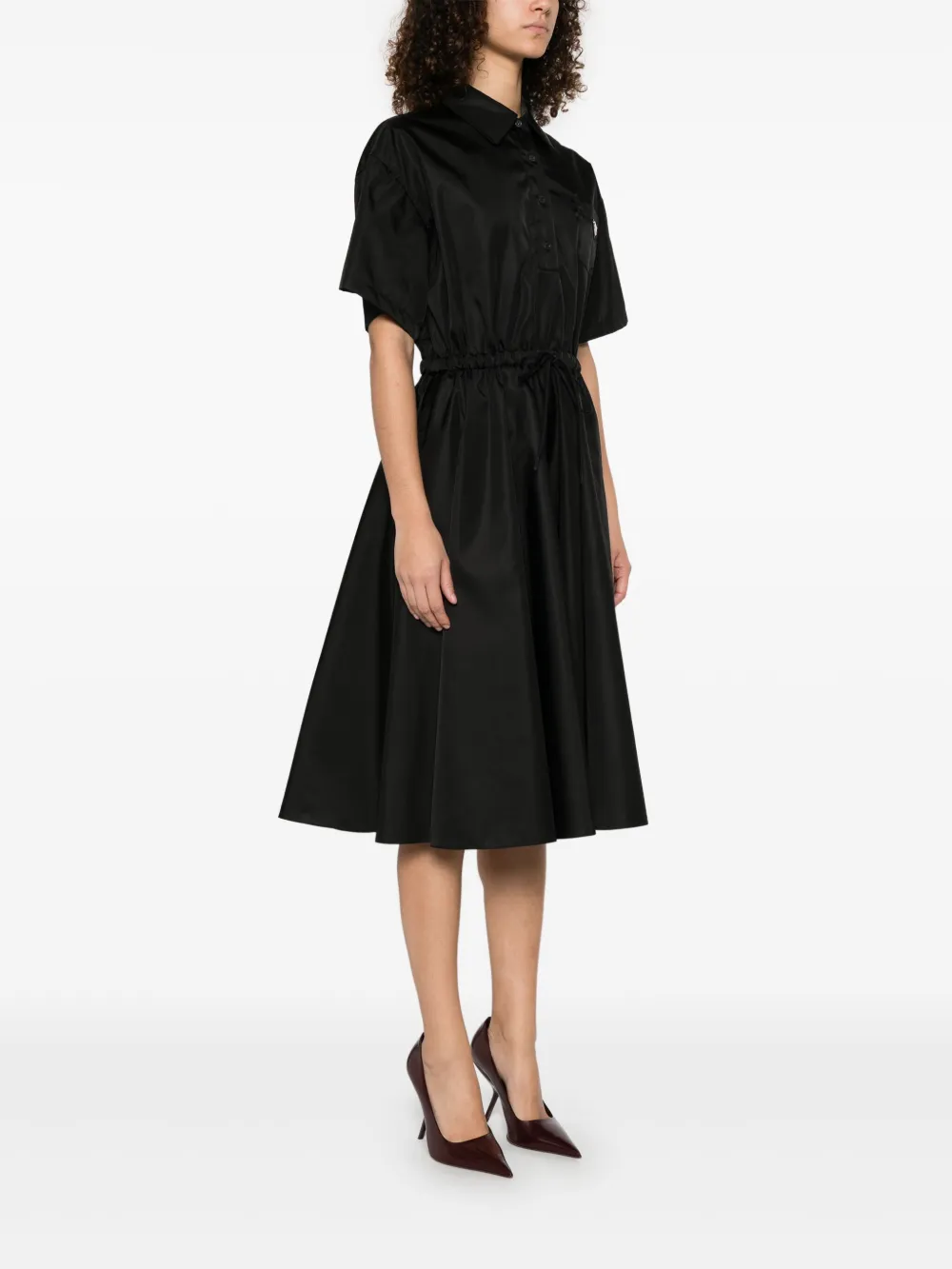 Prada Midi-jurk met logo Zwart