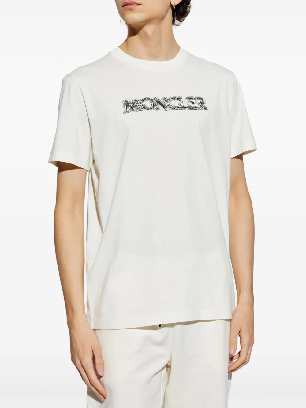 Moncler Katoenen T-shirt met logo Wit