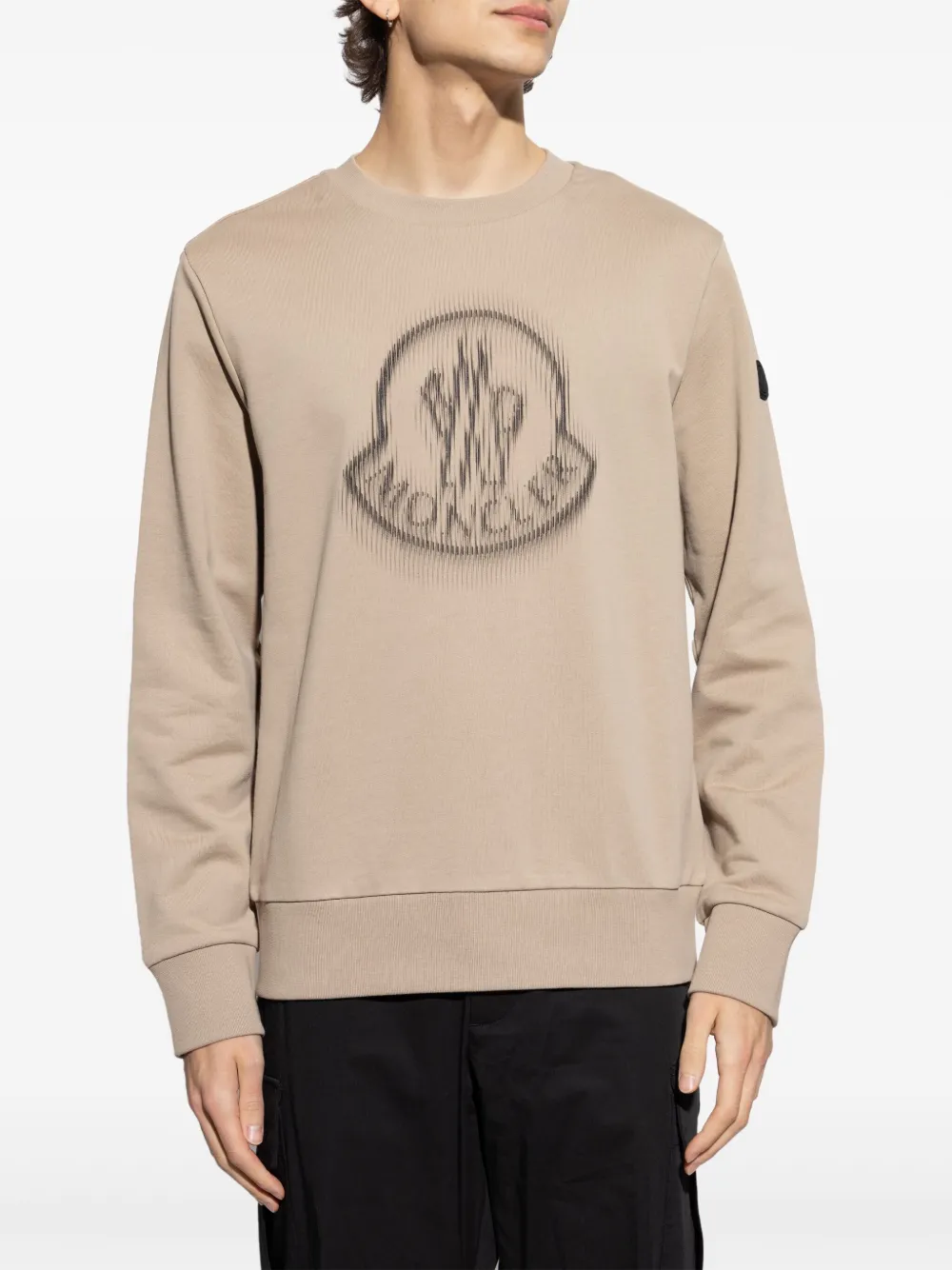 Moncler Blurred Logo Graphic Sweatshirt In Neutrals