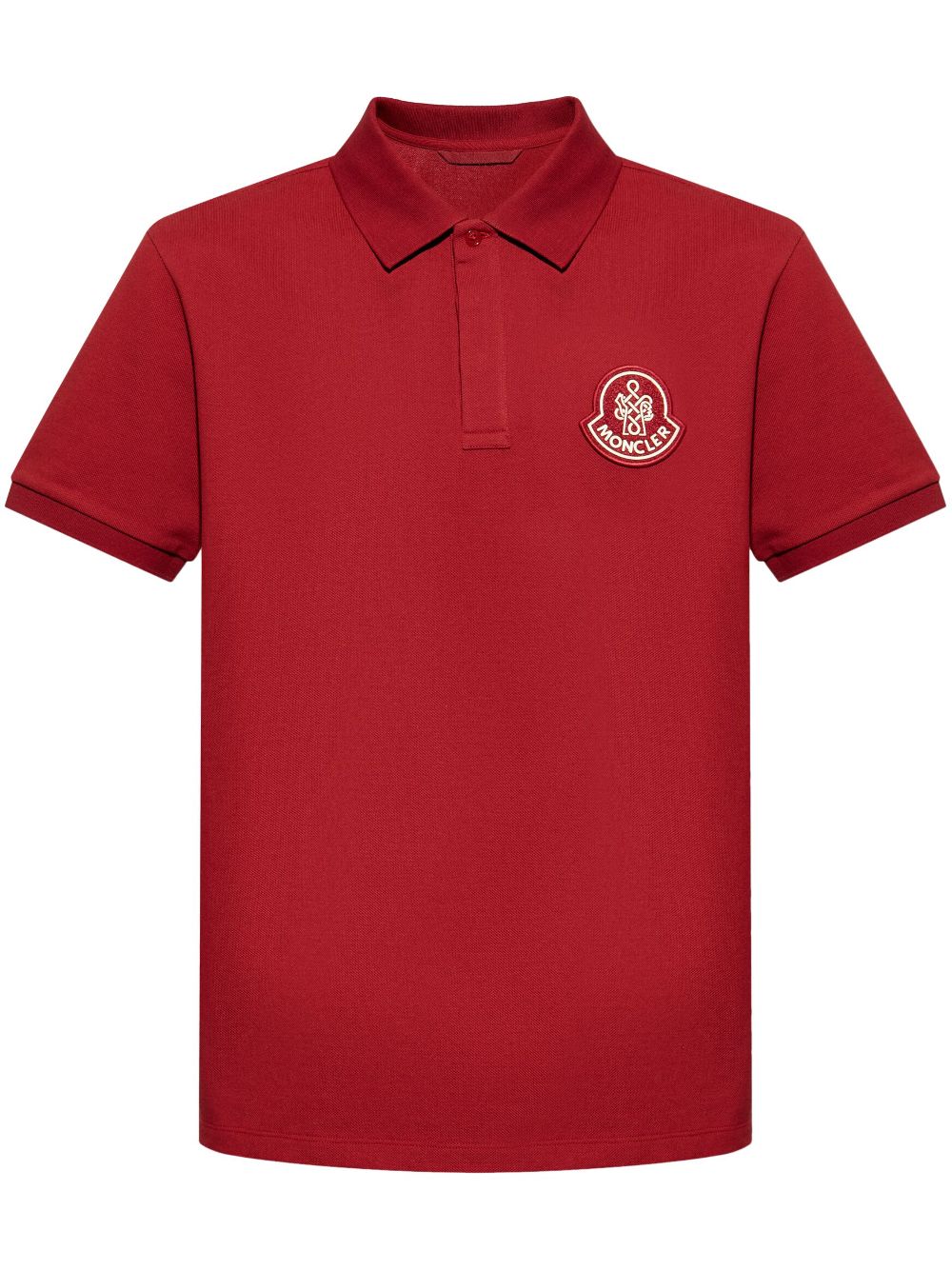 Moncler appliqué cotton polo shirt - Red