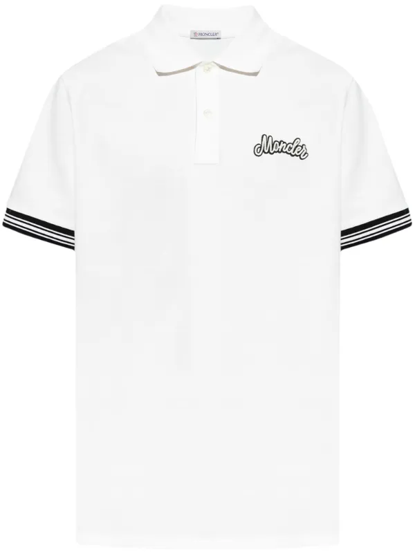 Moncler Camisa Polo Com Logo Bordado | Branco | FARFETCH BR