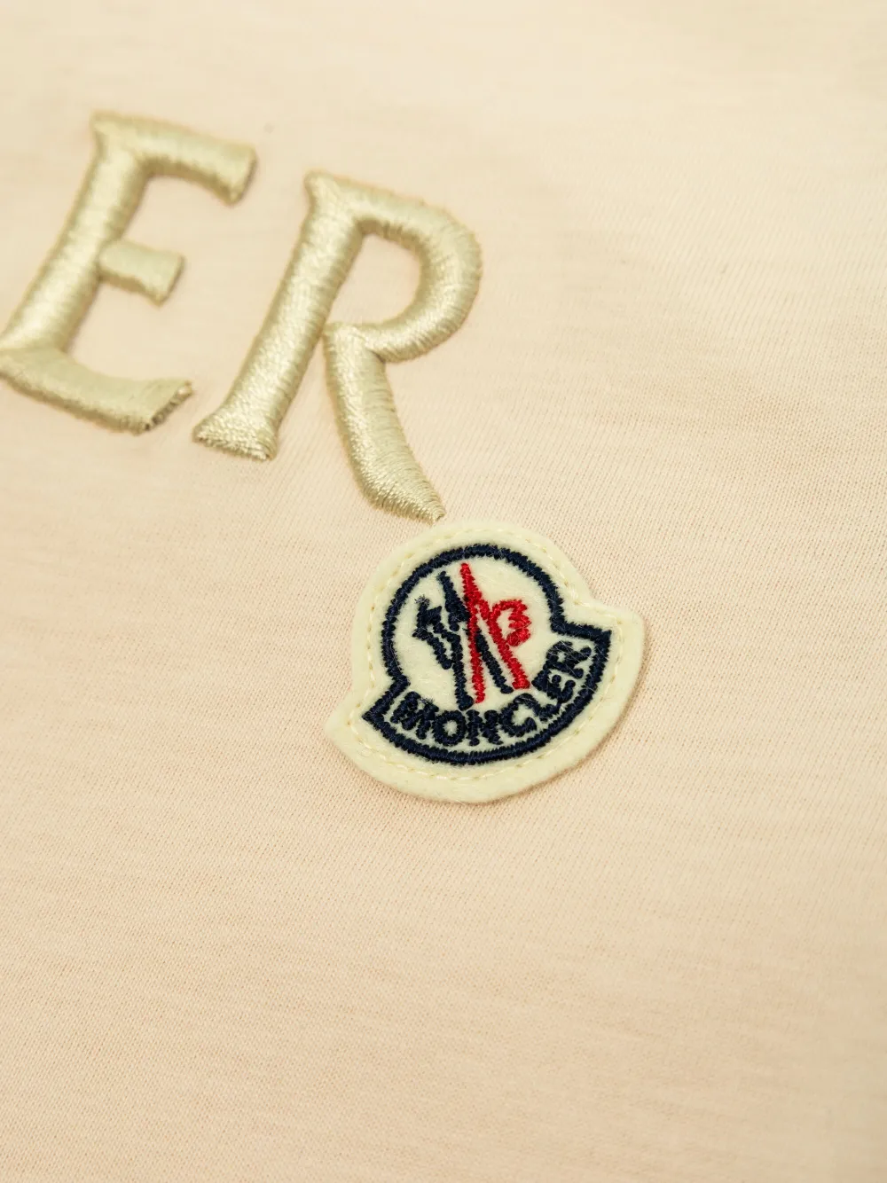Moncler Enfant T-shirt met geborduurd logo Beige