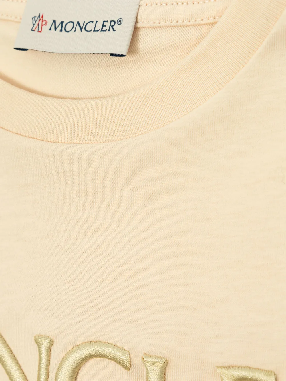 Moncler Enfant T-shirt met geborduurd logo Beige