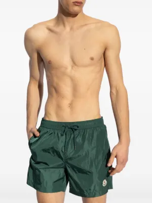 モンクレール ロゴパッチスイムショーツ XL Navy Blue Logo Patch Swim Shorts - Swimwear for Men | Moncler US
