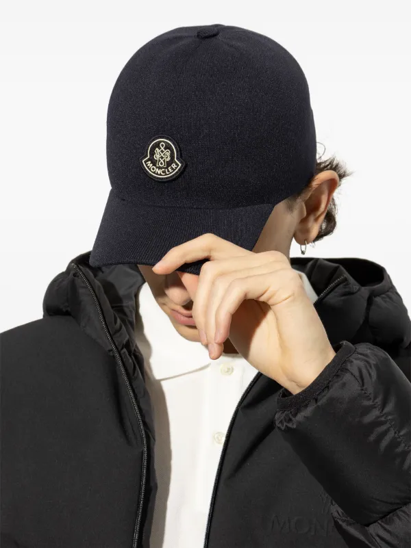 MONCLER☆ラバー ロゴパッチ キャップ BLACK Moncler logo-patch Baseball Cap | Black | FARFETCH