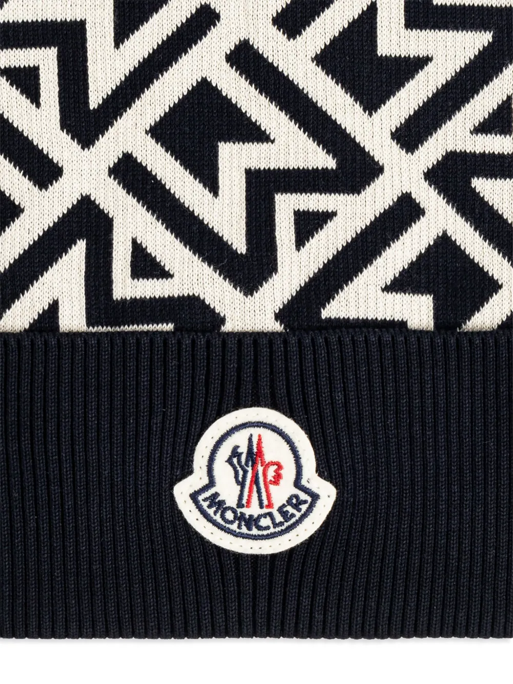 Moncler all-over logo beanie - Zwart