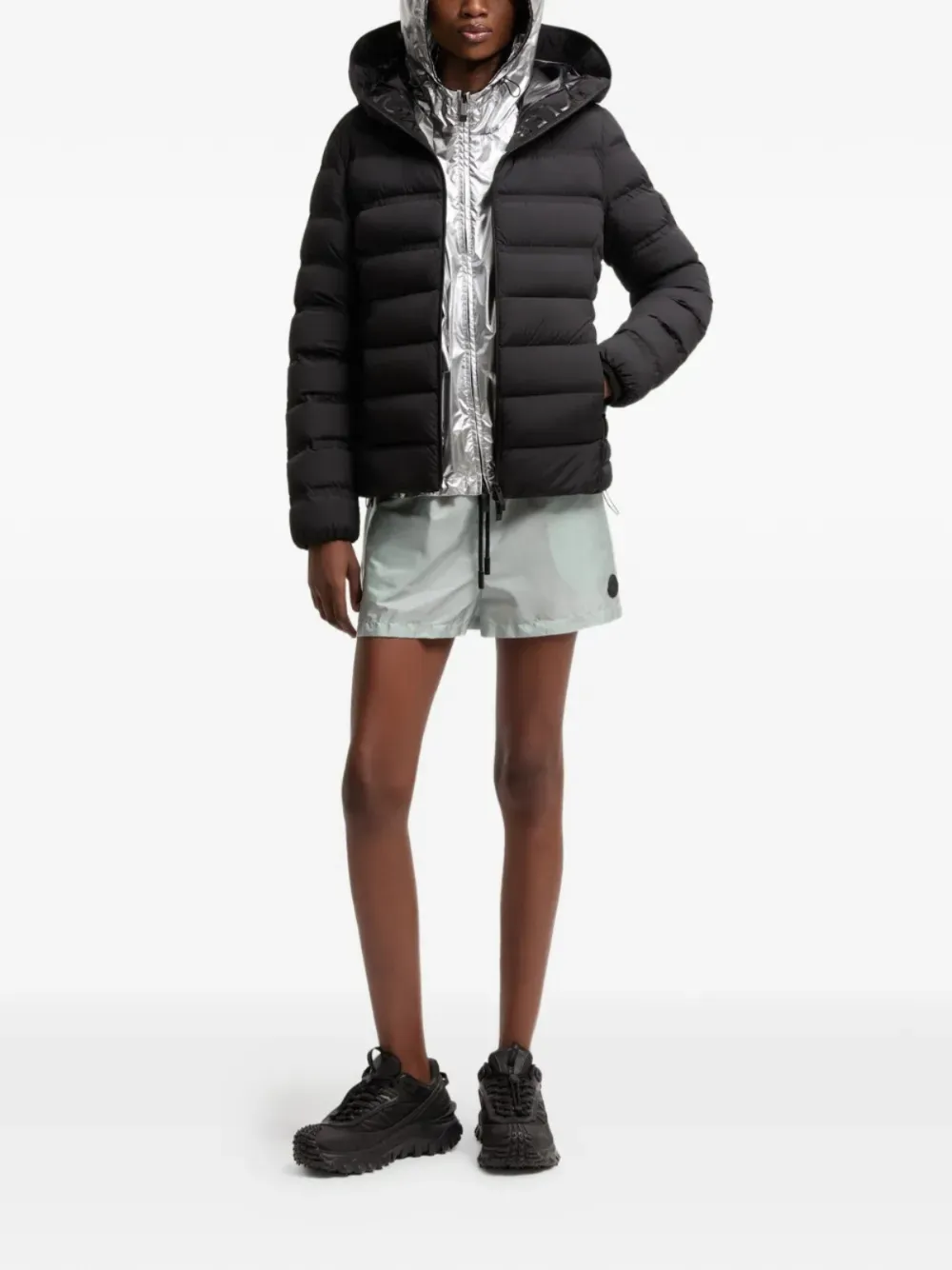 Moncler フーデッド キルティング ジャケット | ブラック | FARFETCH JP