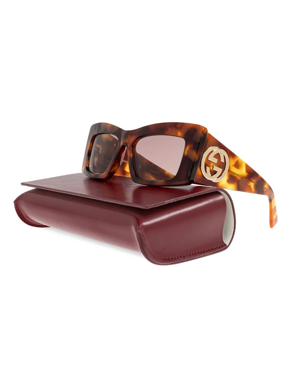 Gucci Eyewear Zonnebril met logoplakkaat Bruin