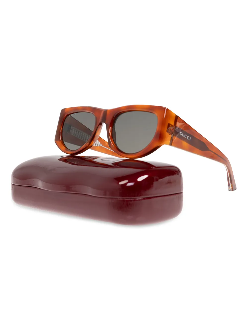 Gucci Eyewear Zonnebril met ovalen montuur Bruin