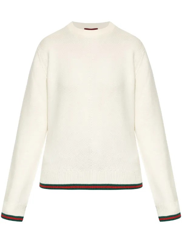 Gucci ウェブストライプトリム セーター | ニュートラル | FARFETCH JP
