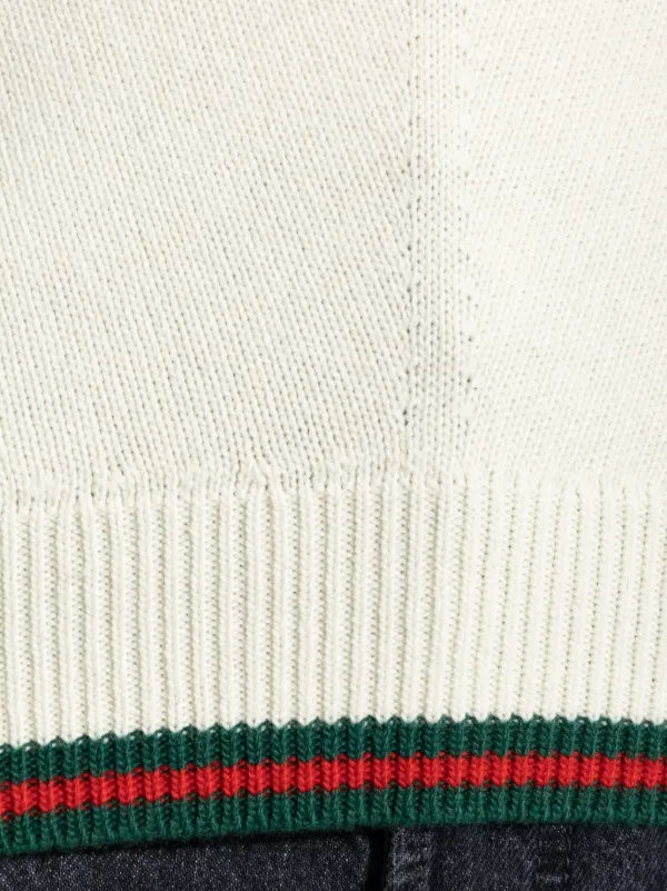 Gucci ウェブストライプトリム セーター | ニュートラル | FARFETCH JP