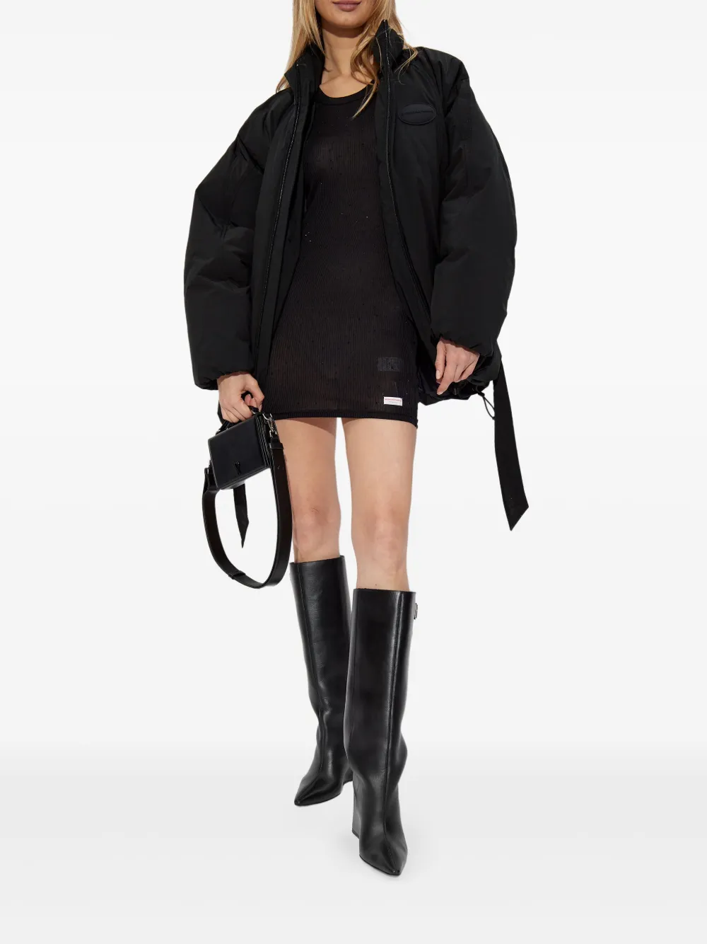 Alexander Wang rhinestoned mini dress - Zwart