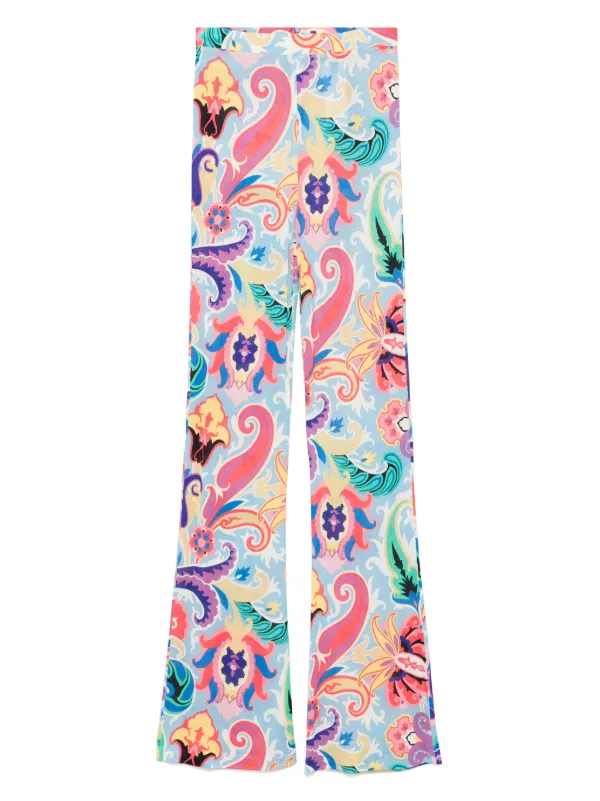 国内発 ETRO 花柄ペイズリーストレッチビスコースフレアパンツ ETRO ペイズリー パンツ | ブルー | FARFETCH JP