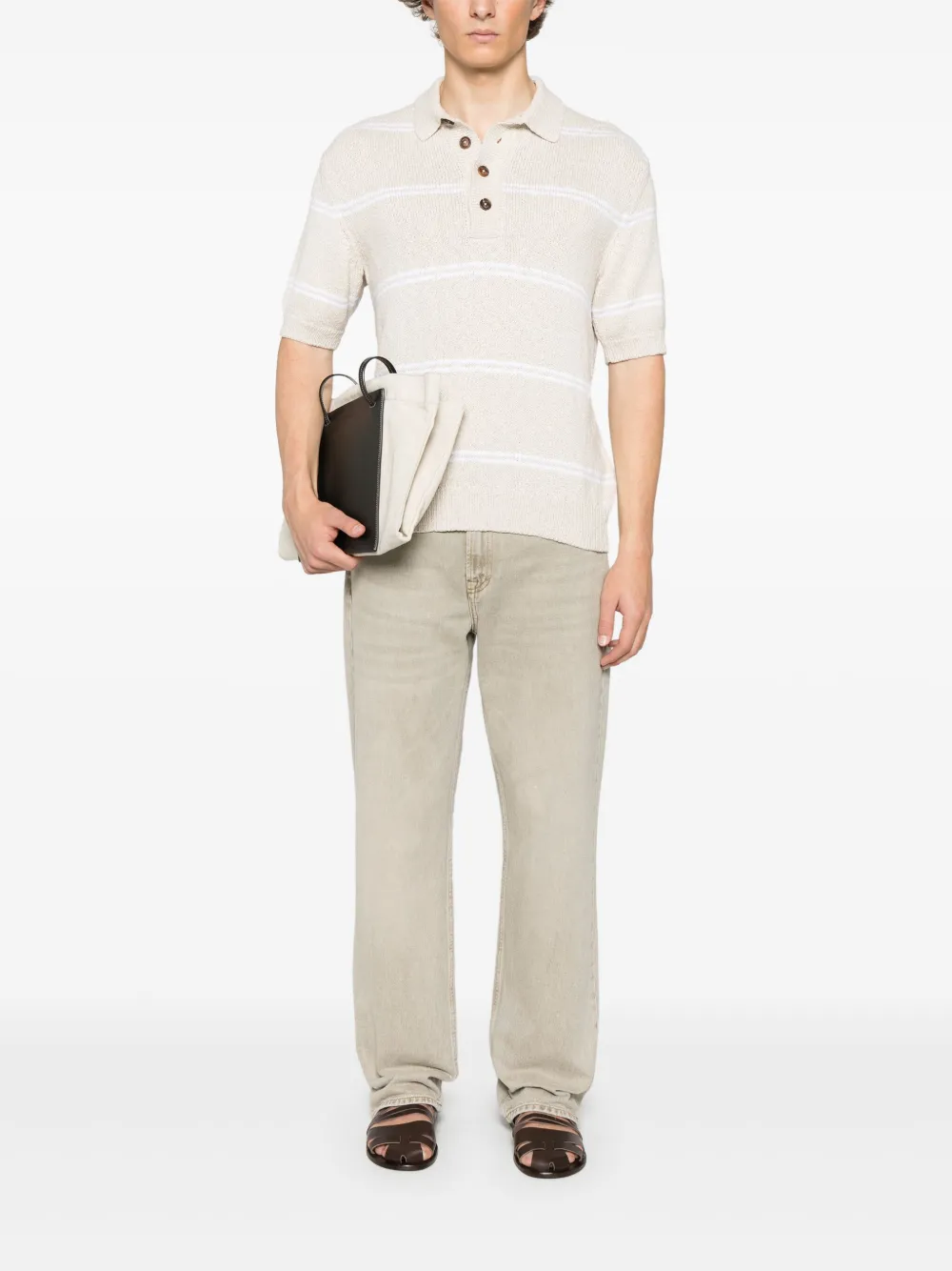 Eleventy Gestreept poloshirt - Beige