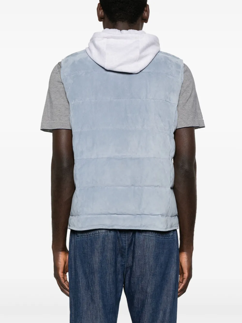 Eleventy Suède gilet Blauw
