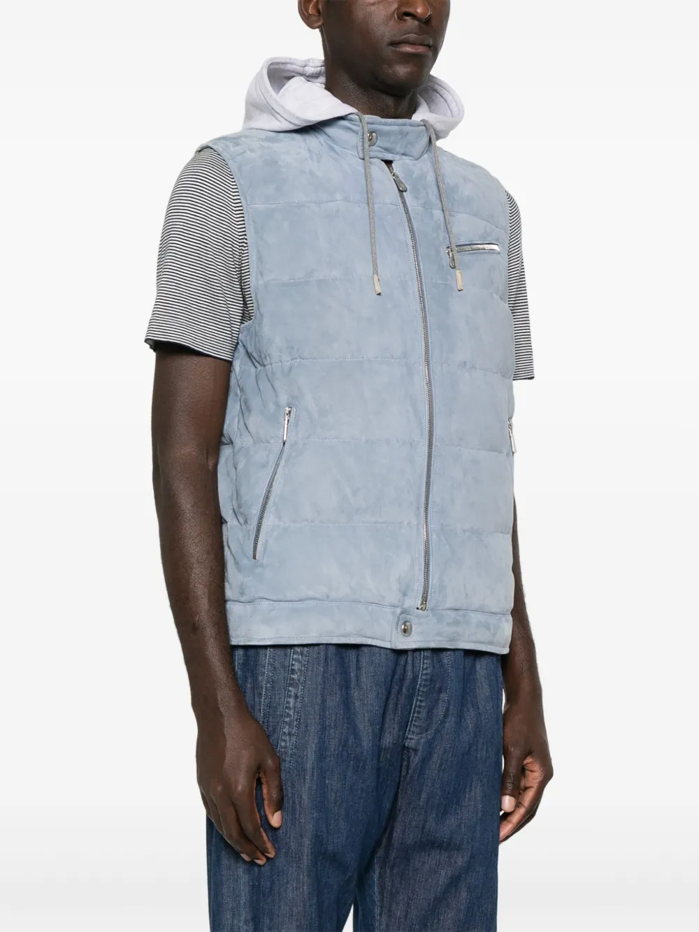 Eleventy Suède gilet Blauw