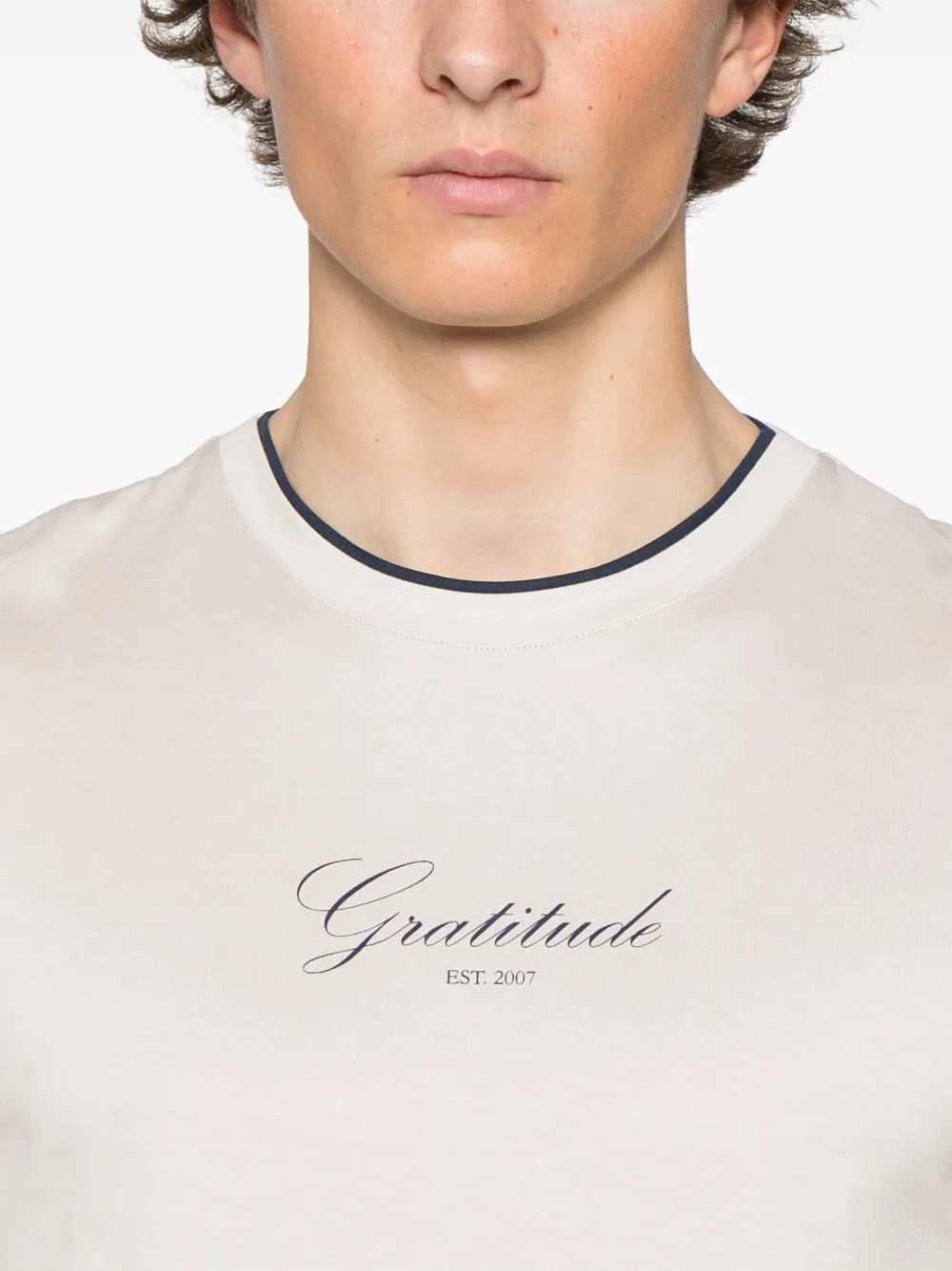 Shop Eleventy Text-print T-shirt In Neutrals