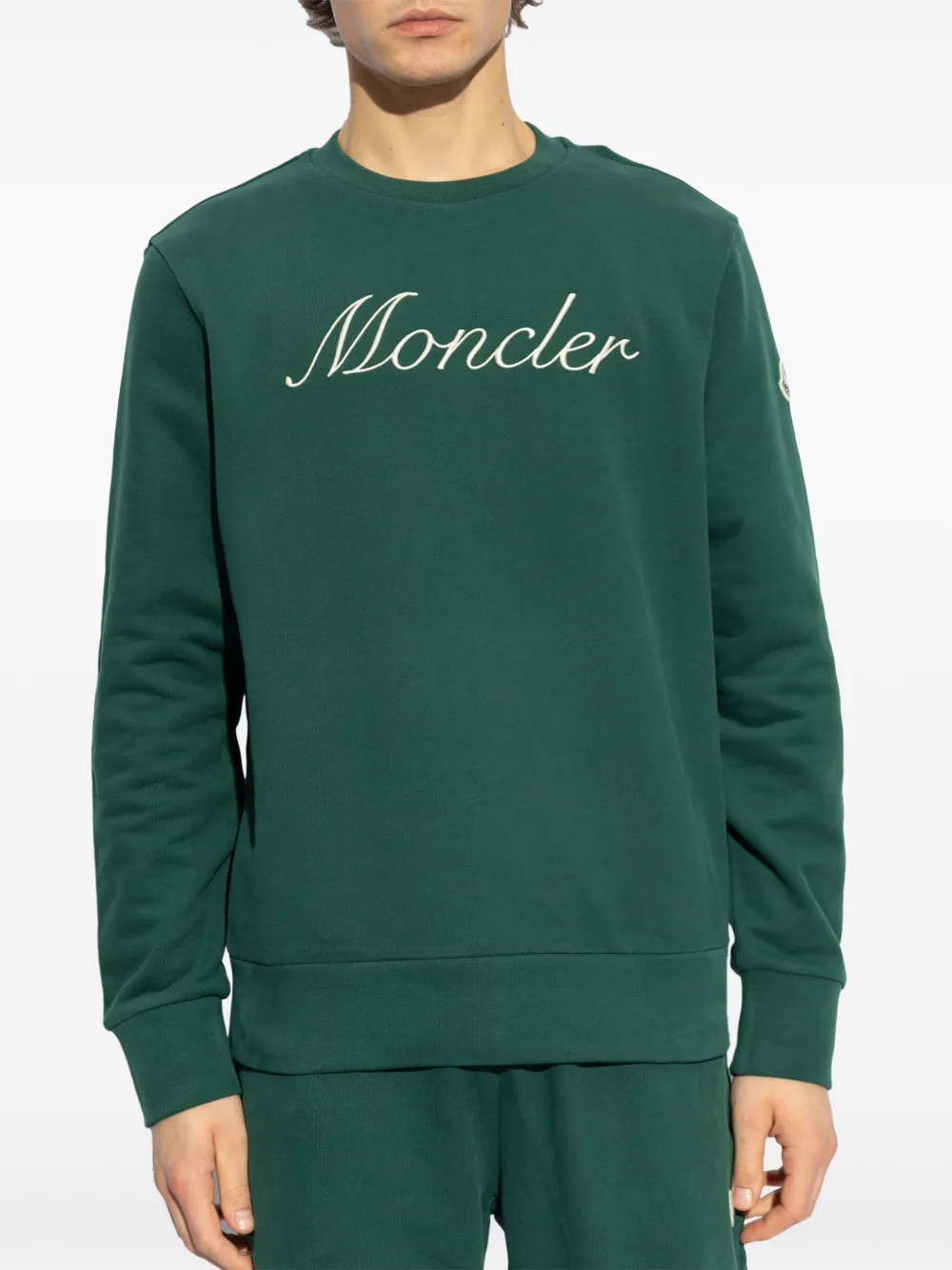 Moncler Sweater met geborduurd logo Groen