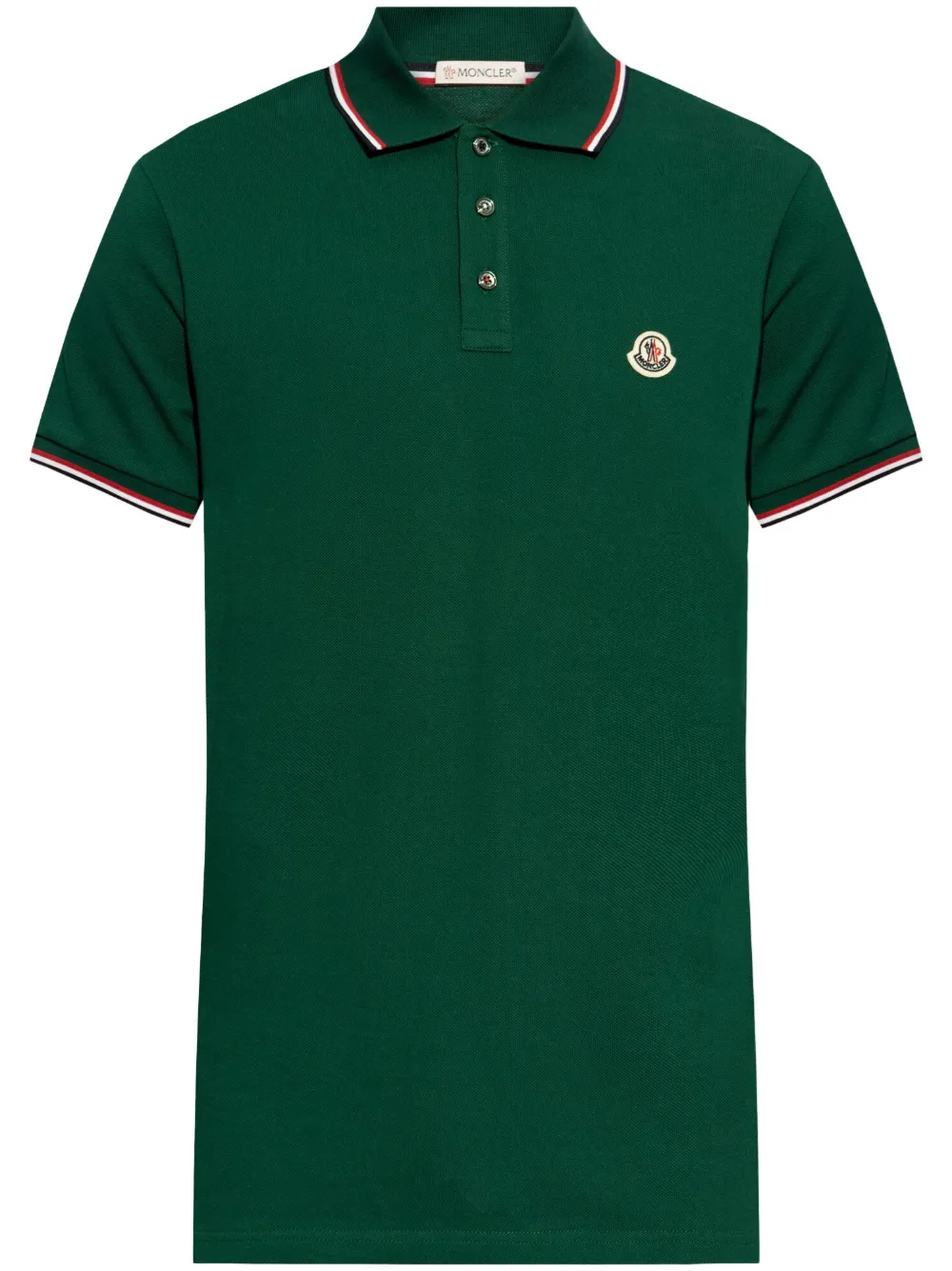 Moncler logo-patch polo shirt | Green | Image 1