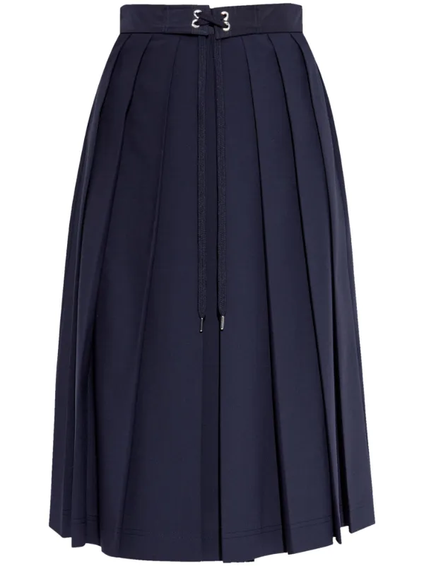 ★【MONCLER】Gonna midi plissettata in misto lana★スカート Moncler Pleated Midi Skirt | Blue | FARFETCH