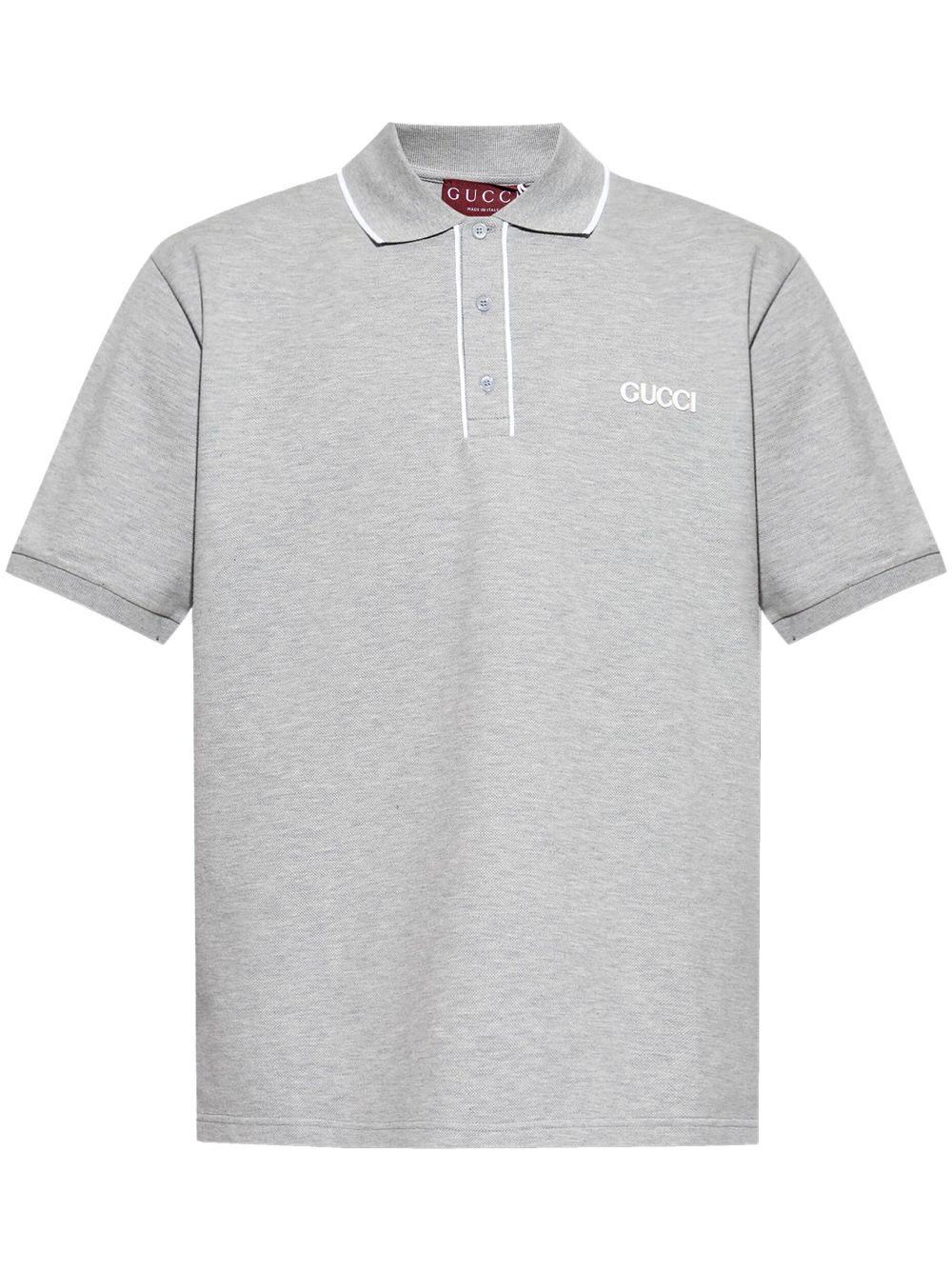 Gucci logo-embroidered piqué polo shirt - Grey