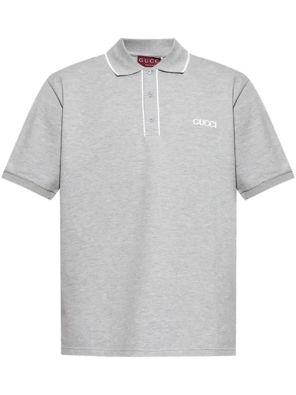 Gucci logo-embroidered Piqué Polo Shirt Grey FARFETCH PH