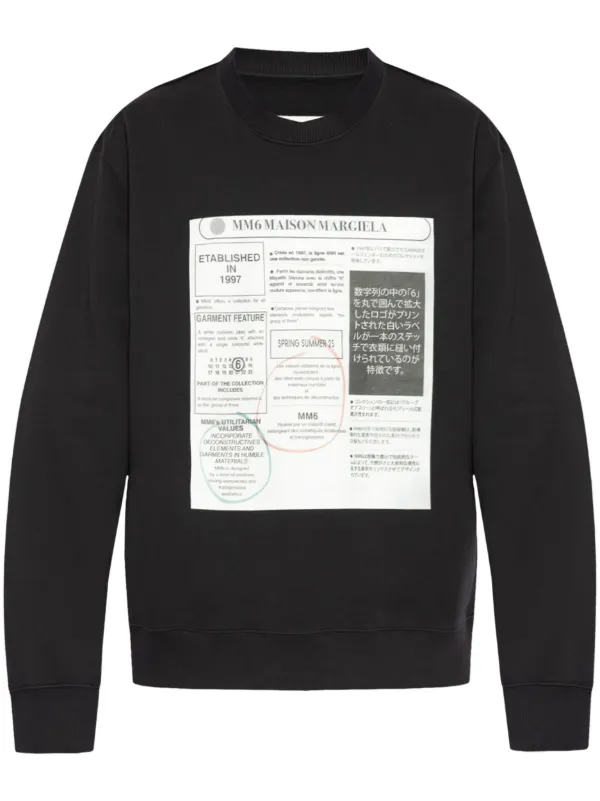 MM6 Maison Margiela プリント スウェットシャツ | ブラック | FARFETCH JP