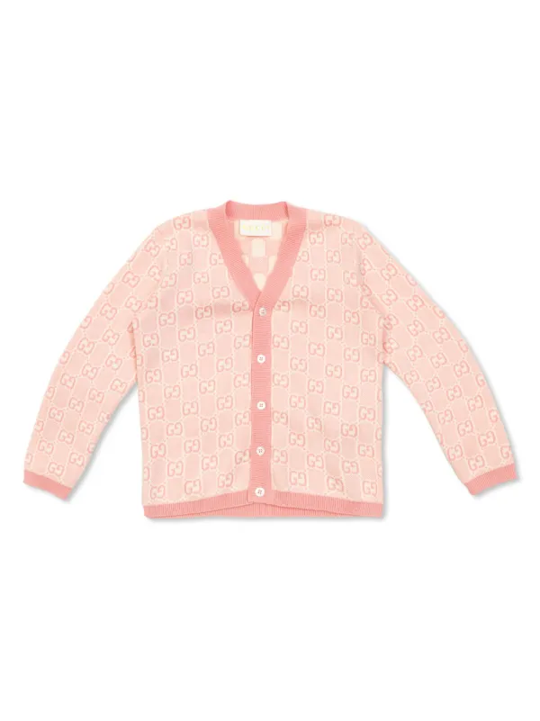 Gucci Kids GG コットン カーディガン | ピンク | FARFETCH JP