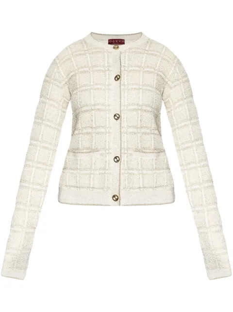 Gucci patterned-jacquard lamé cardigan