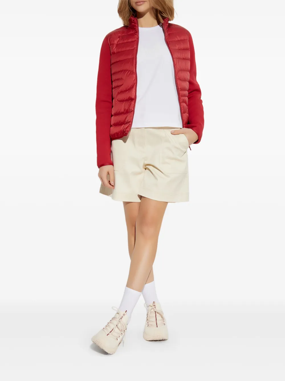 Moncler snake-quilted cardigan - Rood