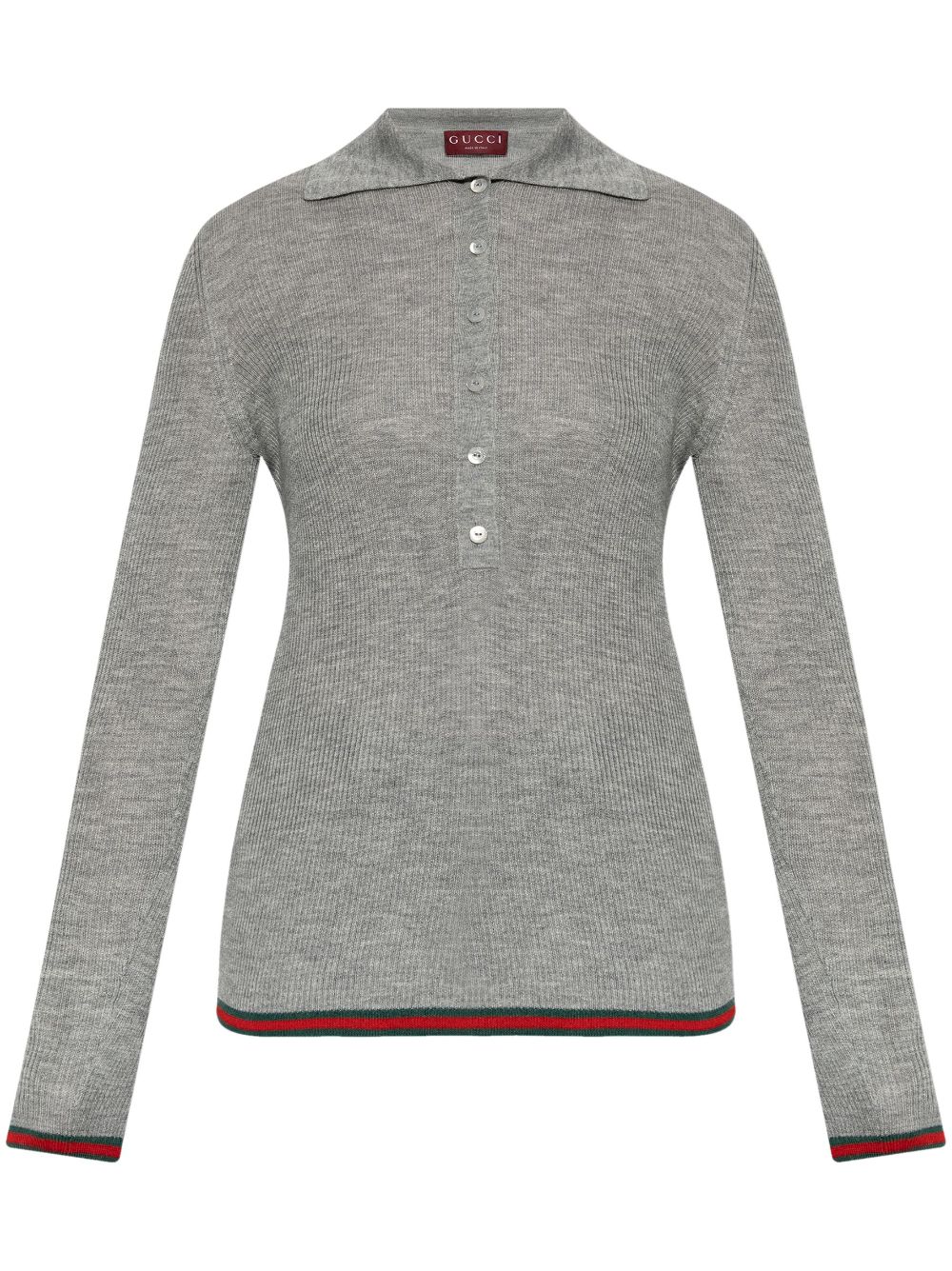 Gucci Web-Stripe trim polo top - Grey