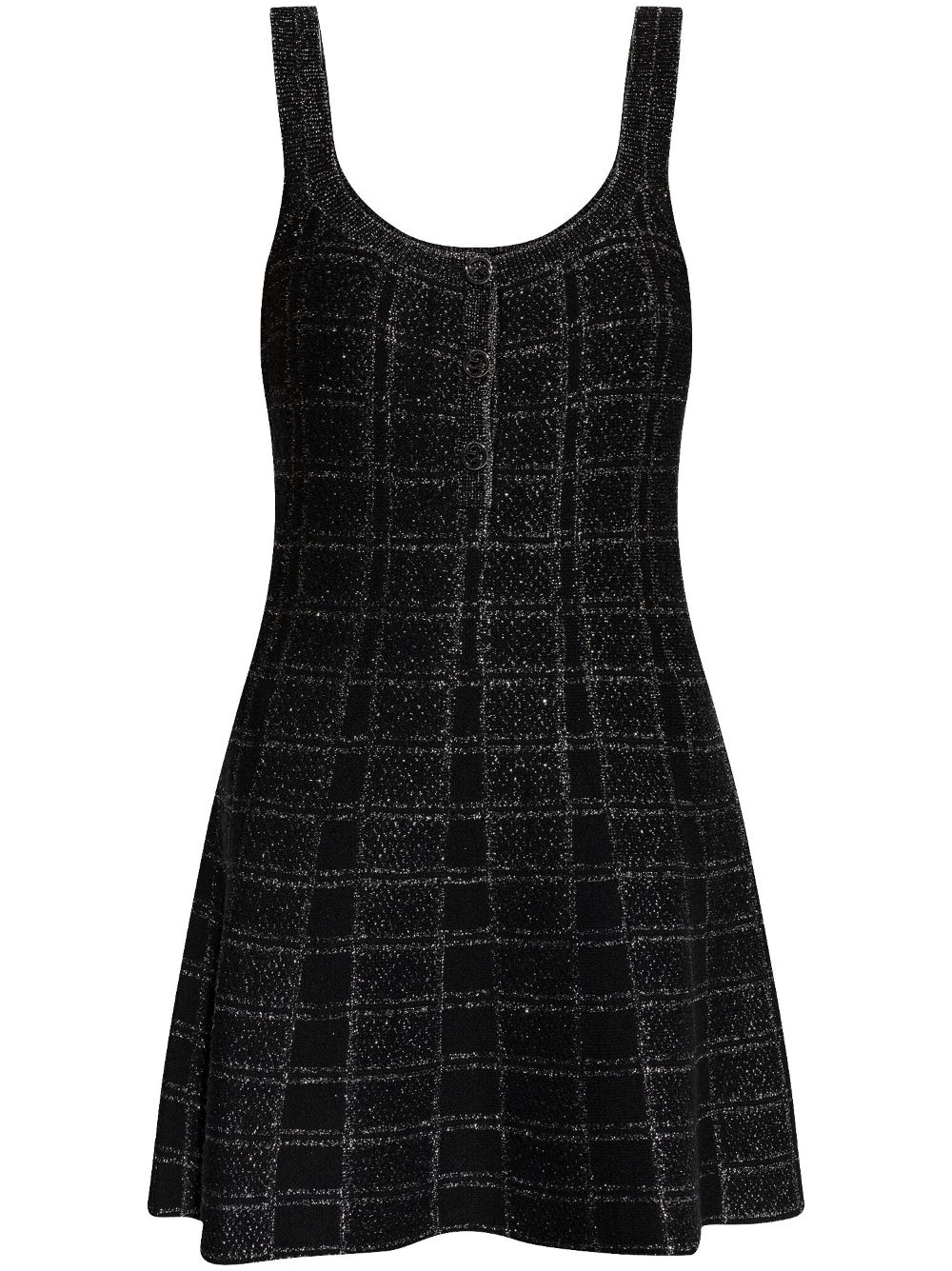 Gucci check-pattern lamé-effect mini dress - Black