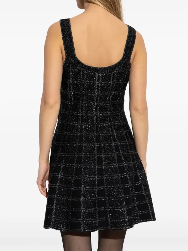 Gucci check-pattern lamé-effect Mini Dress | Black | FARFETCH